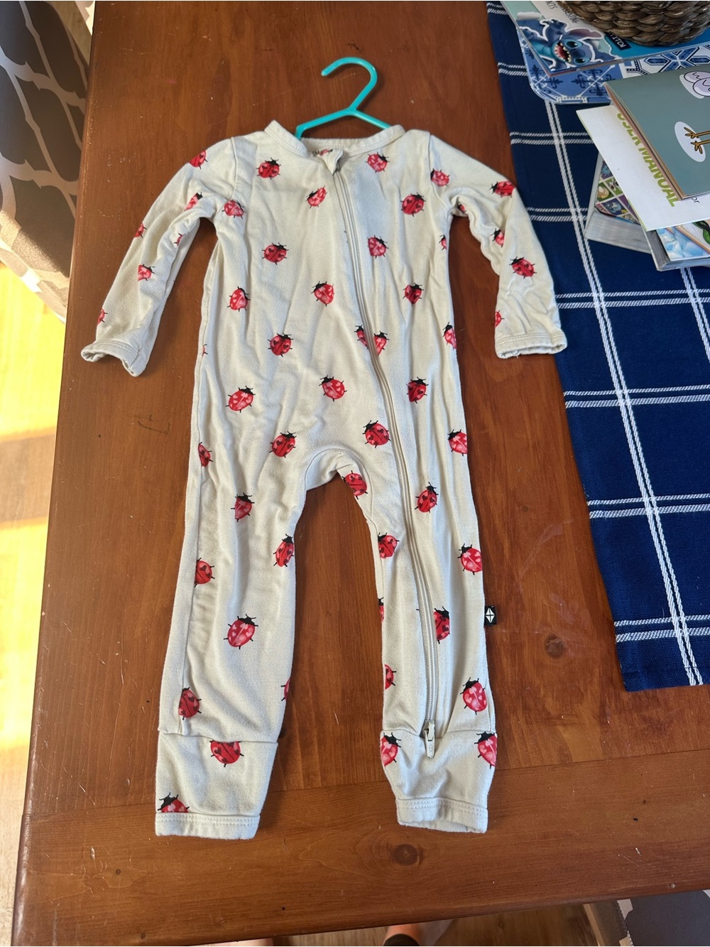 Kyte BABY Cream One-Piece Footie with Red Ladybug Print